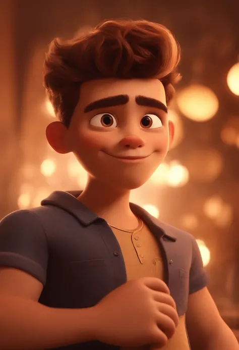 A light brown boy in the style of busty Pixar 3D, desnudez, guapo, pene 8k