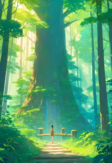 View of entire Elvish kingdom in the middle of dense forest, golden ratio, fake detail, trending pixiv fanbox, acrylic palette knife, style of makoto shinkai studio ghibli genshin impact james gilleard greg rutkowski chiho aoshima