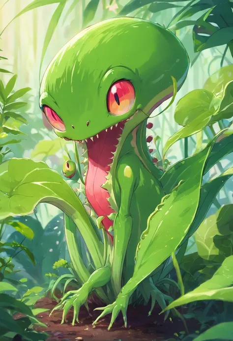 Carnivorous plant mascot with eyes