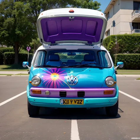 Random, psychedelic, VW minivan 🚐 in the style of Peter max