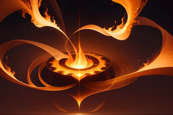 Beautiful glowing fire light patterns swirling in a golden ratio pattern, abstract art, photography —ar 2:3 —v 5.2 —s 750