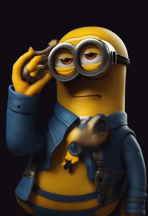 Minions asked for silence with his index finger in his mouth