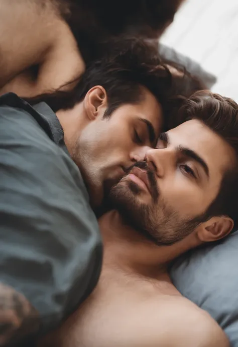 two hot men having sex on the bed