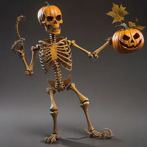 skeleton pumpkin material model（best qualtiy，8k pumpkin skeleton,masterpiece）when the skeleton pumpkin appears，only heard, unsee...