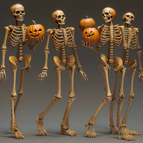 skeleton pumpkin material model（best qualtiy，8k pumpkin skeleton,masterpiece）when the skeleton pumpkin appears，only heard, unsee...