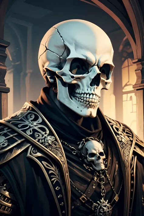 tmasterpiece，（best qualtiy），skeleton head，Close-up of the skull, fantasy skull