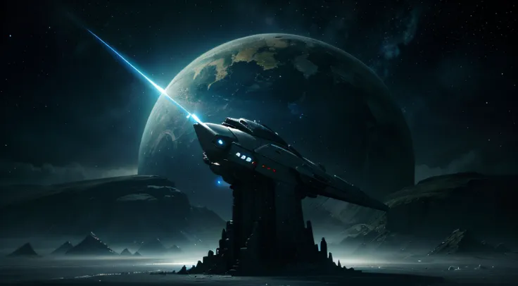 fantasy universe space landscape spaceship