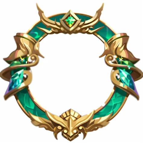 Garland of gold and green，There is a crown on it, league of legends inventory item, golden circlet, ability image, circle of the crone, league of legends arcane, kda, intricate ornament halo, league of legends champion, character icon, style of league of l...