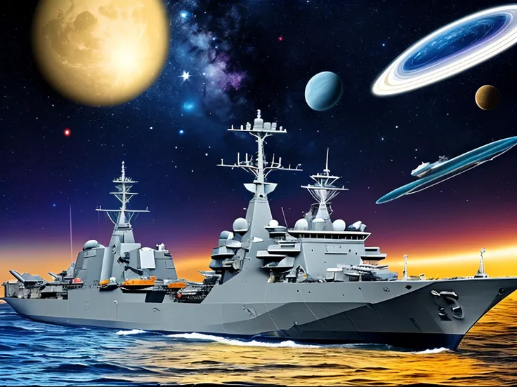 cosmic space，Large warships，