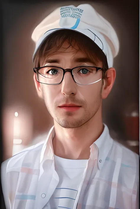 there is a man wearing a hat and glasses and a shirt, realistic portrait photo, high quality portrait, photorealistic portrait, photo realistic portrait, photo-realistic face, nerdy man character portrait, inspired by Dietmar Damerau, detailed portrait, ph...