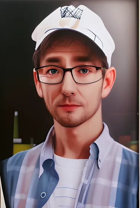 there is a man wearing a hat and glasses and a shirt, realistic portrait photo, high quality portrait, photorealistic portrait, photo realistic portrait, photo-realistic face, nerdy man character portrait, inspired by Dietmar Damerau, detailed portrait, ph...