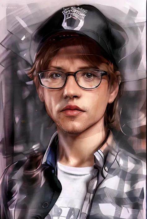 A caricature, there is a man wearing a hat and glasses and a shirt, realistic portrait photo, high quality portrait, photorealistic portrait, photo realistic portrait, photo-realistic face, nerdy man character portrait, inspired by Dietmar Damerau, detaile...