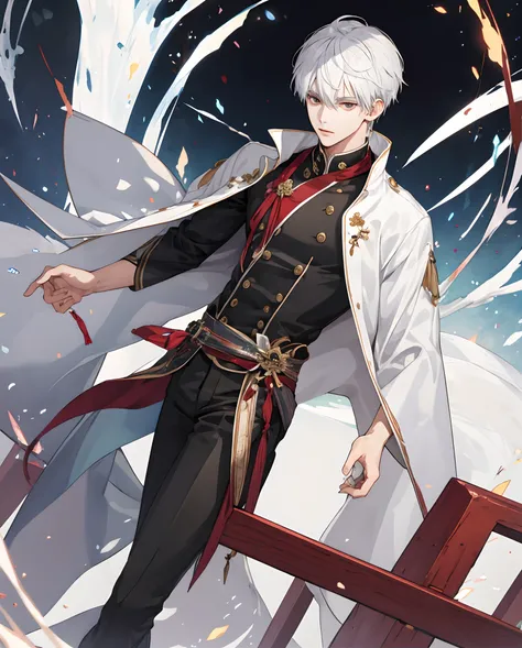 white  hair　Handsome Shota　Aimei　Black strain　Skinny