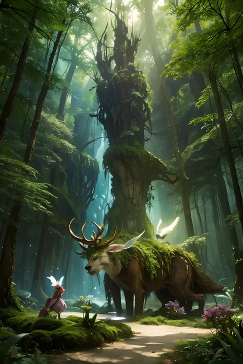 Fantasy Forest，Bright，fairytale-like，the elf，organism，Fantasy species，Fantasy matter，Exotic beasts，An Astonishing