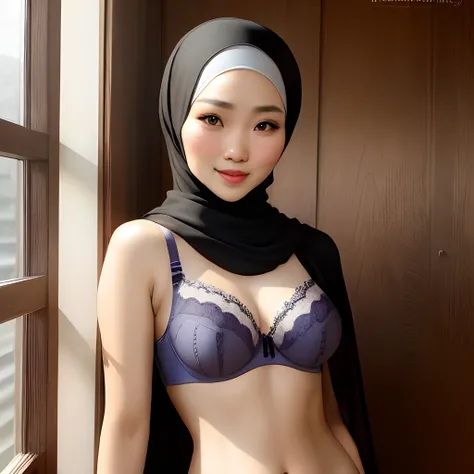 Malay, 40, hijab, bra