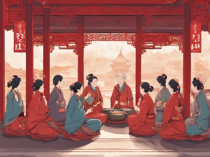 # Stable diffusion cues:

A (Best quality, 4K, 8K, High-res, Masterpiece:1.2), Ultra-detailed, (Realistic, Photorealistic, photo-realistic:1.37) Depicting chinoiserie scenes. in front of temple, There were two old women with gray hair wearing traditional r...