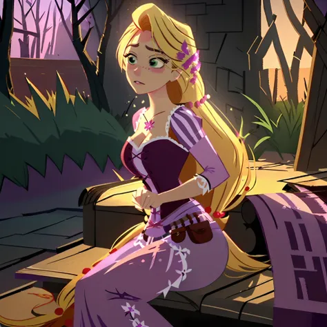 rapunzel was robbed and beaten outside of a forest cabinet, and had endured hours of pain, beatings, slashes, gun shots, and blo...