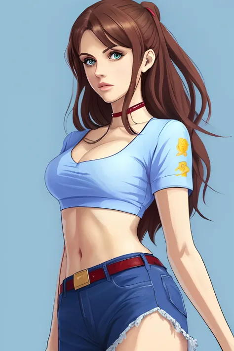 Alexandra Daddario drawn as an anime girl