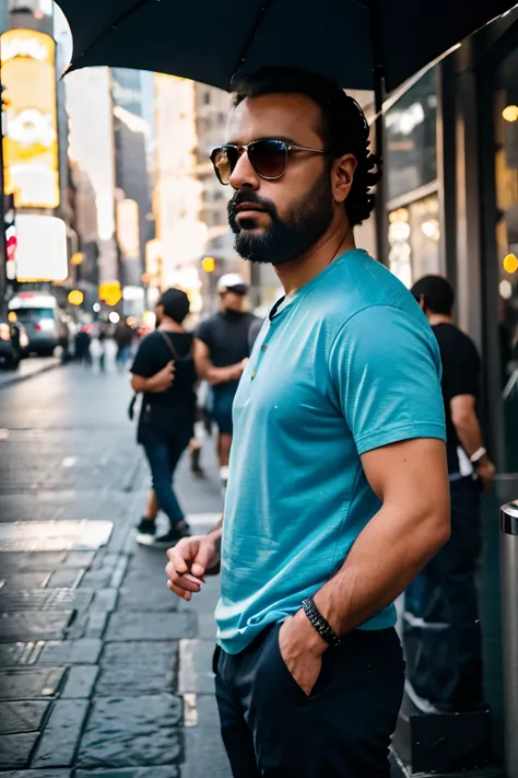 fotografia de edgarpetistadosul em ruas de new york, usando roupas do estilo casual, 8k, raw, canon 50mm 1.4, foto profissional, closeup,