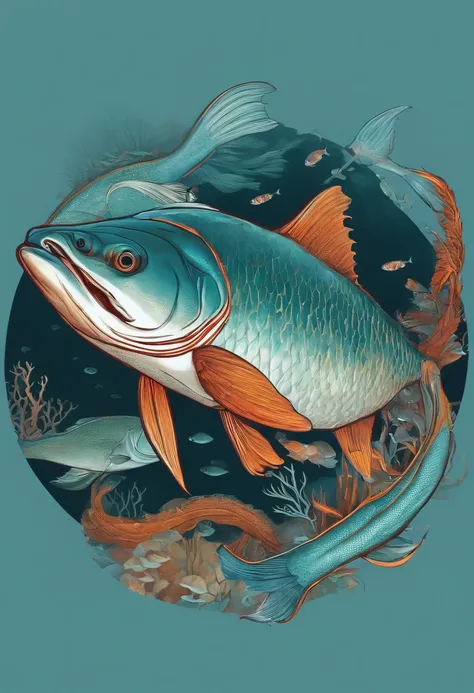 Medium-sized fish（Such as mullet） Obvious mullet characteristics Deep sea pollution Radioactive waste Ecosystem collapse Broken food chains Unnatural colors Rethinking our behavior Missing fins Realism