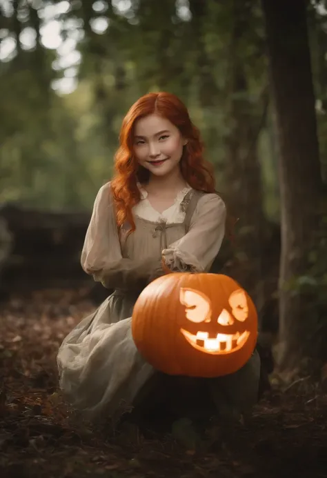 titles：「The Temptation of Jack Lantern and Willow」

Female characters：Lillian

appearance：
Lillian is a young woman with orange hair that looks like a glowing jack lantern inside.。Her eyes are dark green.、the face is small and rounded,。Her lips are pink an...