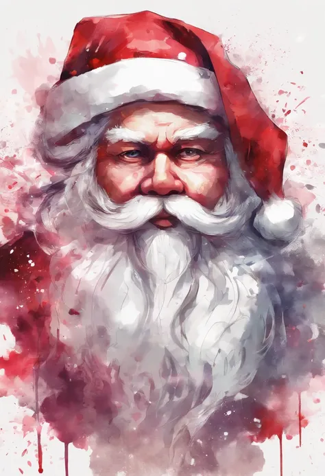 close up photo of santa Claus ,watrcolor style, (rose) digital art, official art, blown by the wind, masterpiece, beautiful, ((watercolor)), paint splatter, intricate detail. Great detail, [dripping:0.7]