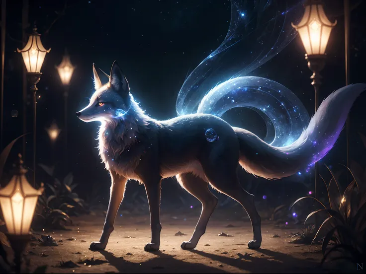 (absurdres:1.2), exquisitely detailed fox, night aura, ethereal, occult, surreal art, shimmer, approaching perfection, ultra hig...