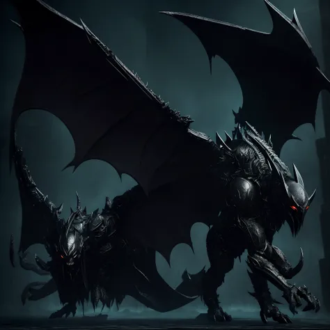 This demon is a formidable presence, standing at a towering height with an imposing build. Its skin is an abyssal black, absorbing light and emanating an eerie, shadowy aura. Jagged, obsidian horns protrude from its forehead, curving menacingly towards the...