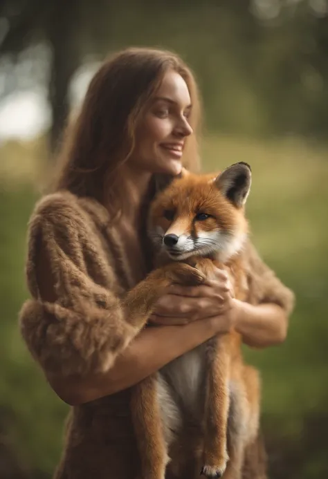 Furry anthro girl with animal face cute furry anthropomorphic haracter being covered with fur furry like creature fox without clothes