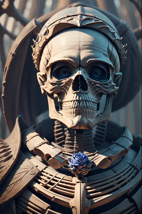 masterpiece, best quality, highly detailed, absurderes, prefect face, (((closeup portrait))), (macro lens)，skeleton warrior，pinr...