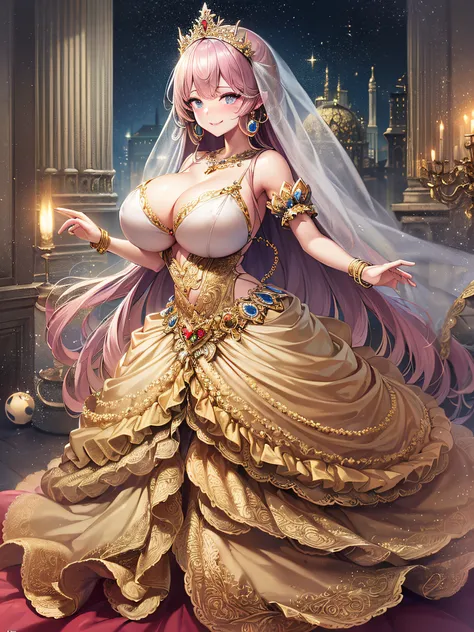 ((Anime Art Style)),(masutepiece),(Best Quality), (Super Detail),(Highly detailed CG Unity 8k wallpaper),((Very delicate and beautiful)),((Full body portrait)),((Stand in the garden)),((Solo)),(((One princess in a very gorgeous rococo princess ball gown ad...