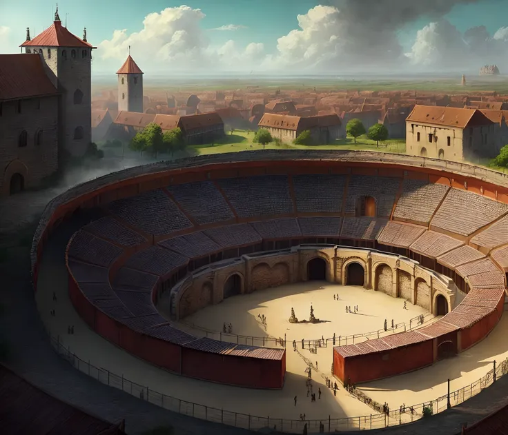 Atraw city medieval dnd gloomy gladiatorial arena