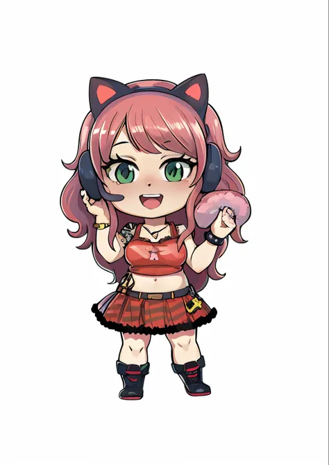 menina anime com cabelo rosa e orelhas de gato segurando um objeto rosa, gato anime bonito, fofo!! chibi!!! gatinha, anime moe a...