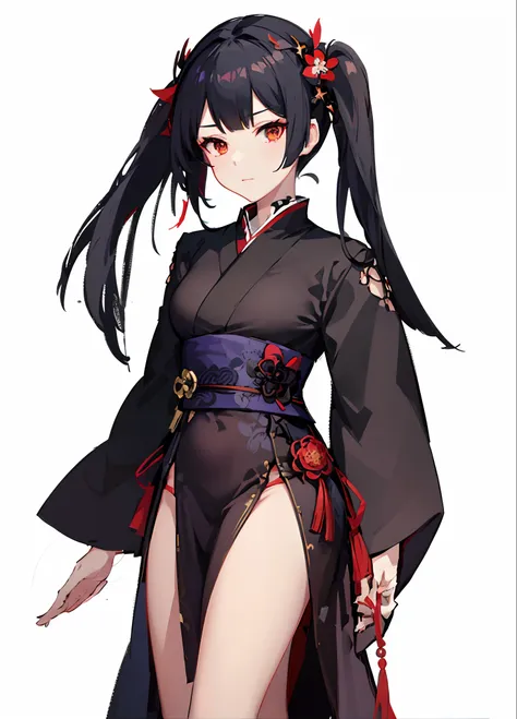 Close up portrait of woman in black dress with red flowers in her hair, portrait onmyoji, characters from azur lane, azur lane style, from girls frontline, Ayaka Genshin Impact, onmyoji detailed art, Onmyoji, from the azur lane videogame, by Jin Homura, fr...