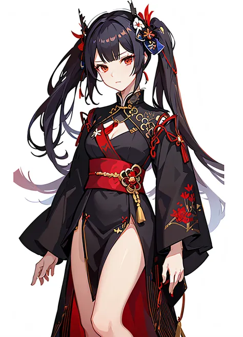 Close up portrait of woman in black dress with red flowers in her hair, portrait onmyoji, characters from azur lane, azur lane style, from girls frontline, Ayaka Genshin Impact, onmyoji detailed art, Onmyoji, from the azur lane videogame, by Jin Homura, fr...