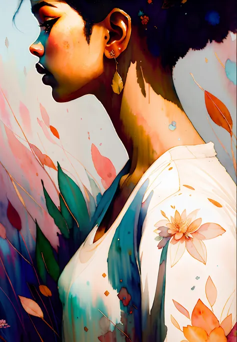 wtrcolor style, digital art of (jasmine), official art, blown by the wind, masterpiece, beautiful, ((watercolor)), paint splatter, intricate details. Great detail, [dripping:0.7], Trending on Artstation, Rachel Walker