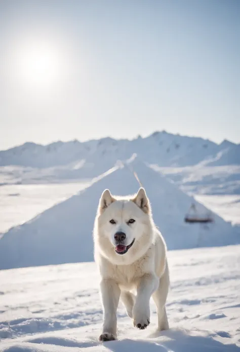 Masterpiece:1.2, Best Quality), Realistic, (real picture, intricate details, Depth of field:0,8 ),beste-Qualit, 4k, 8K, ah high, Master Part:1.2), overdetalization, Realistic, Spring steppe tundra without mountains, brightly, Sunny. An old Yakut-Chukchi in...