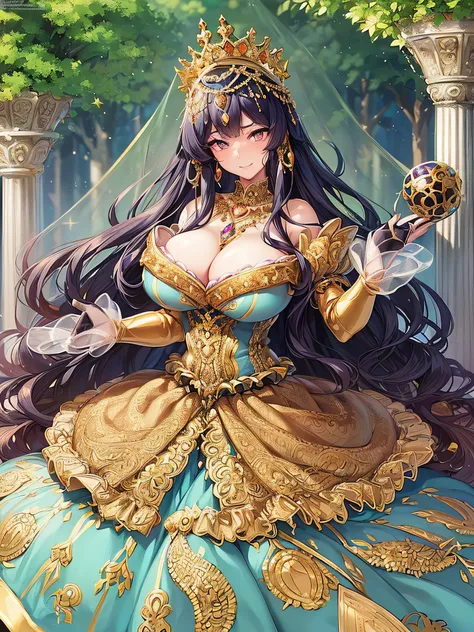 ((Anime Art Style)),(masutepiece),(Best Quality), (Super Detail),(Highly detailed CG Unity 8k wallpaper),((Very delicate and beautiful)),((Full body portrait)),((Stand in the garden)),((Solo)),(((One princess in gorgeous embroidery and jeweled very gorgeou...