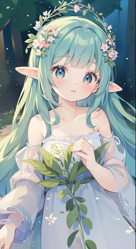 high high quality，masterpiece，Delicate facial features，Delicate hair，Delicate eyes，Delicate hair，animemanga girl，deer antlers，Black color hair，florals, Dreamy style, Fantastic flower garden，fantasy style clothing,Romantic dress,  beautiful and elegant elf ...