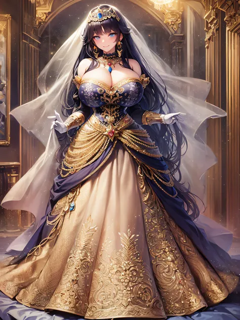 ((Anime Art Style)),(masutepiece),(Best Quality), (Super Detail),(Highly detailed CG Unity 8k wallpaper),((Very delicate and beautiful)),((Full body portrait)),((Stand in the garden)),((Solo)),(((One princess in gorgeous embroidery and jeweled very gorgeou...