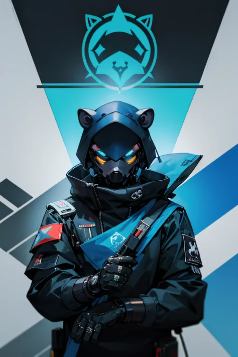 tema cyberpunk, Bandeira da gangue da Capybara, Cybernetic Capybara, gangster, Blue and Black Faction