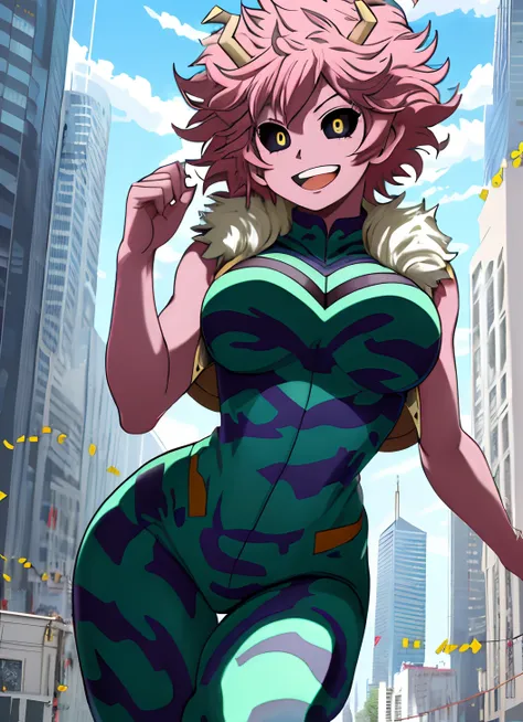 [mina ashido], [boku no hero academia], ((masterpiece)), ((solo portrait)), ((front view)), ((cute)), ((high definition)), ((ani...