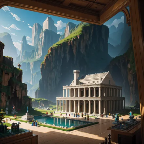 a museum made of lego painted by thomas cole