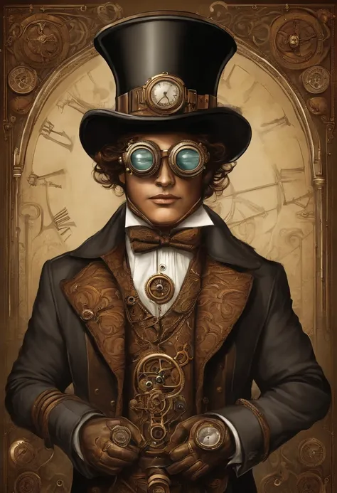 um leao usando oculos escuro e uma cartola steam punk