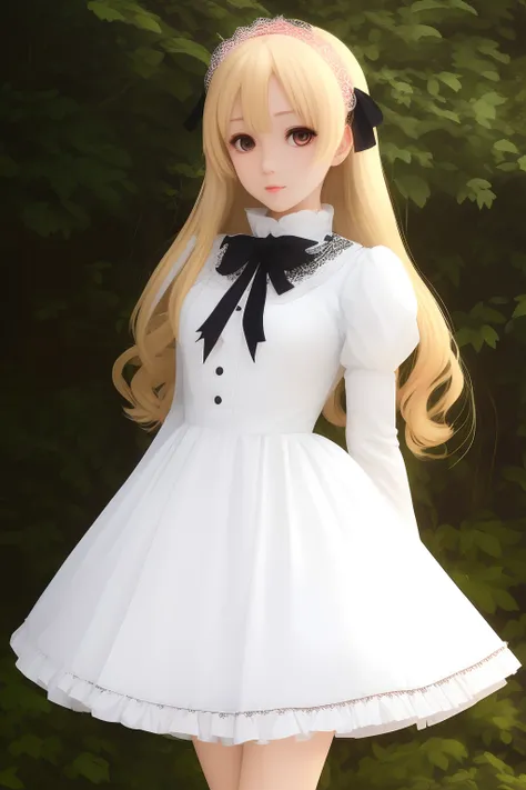 Blonde anime white eyes Lolita dress