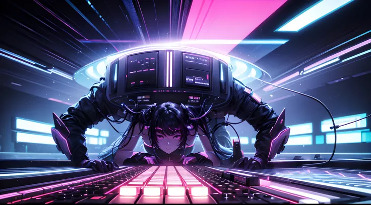 style of electronic music such as Synthwave Drums Electronica Synths give me energetic photo