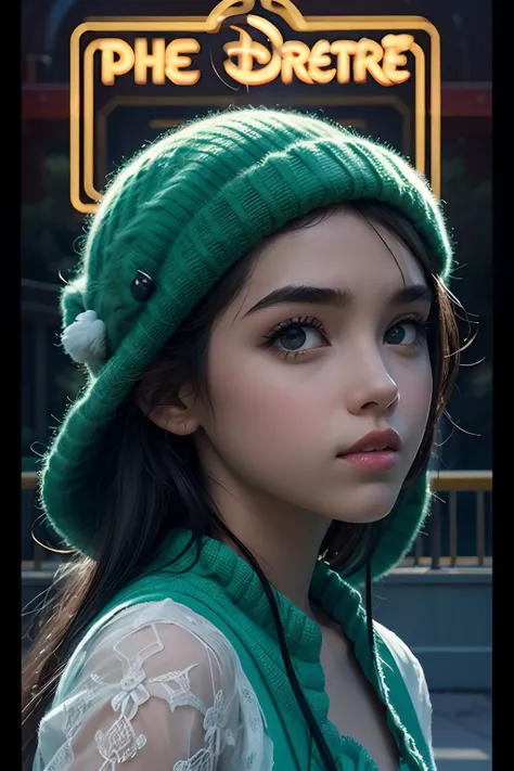 Capa de filme da Disney com uma foto de um menino sendo iluminado pela luz brilhante de um amuleto de pedra preciosa verde neon