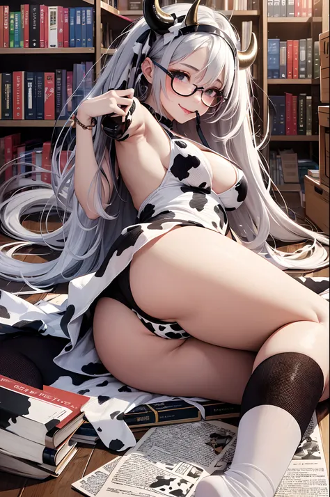 16K Ultra High Definition
Super detailed
Masterpiece Full Color
Shiny detailed hair
Beautiful human woman with long gray hair
Super big breasts beautiful breasts、Beautiful armpits、Super big ass lying on the floor、Books are scattered、
Sexy little underwear ...