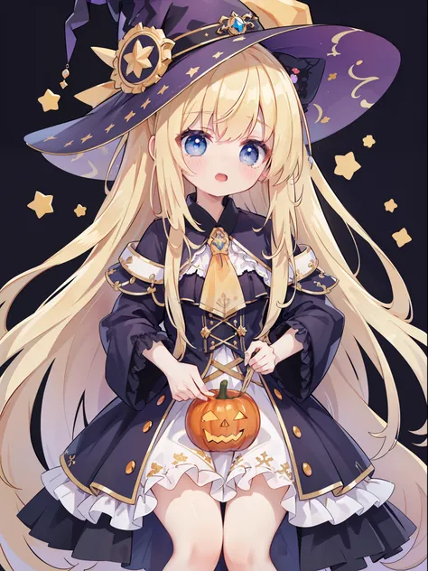 extremely detailed CG unified 8k wallpaper, very fine 8KCG wallpaper, absurderes，Lori ，Best Quality ，ultra-detailliert ，Beautiful face  ，​masterpiece、​masterpiece、Top image quality、top-quality、 witch costume、witchs hat、Light blue eyes、cute , whimsical , ma...