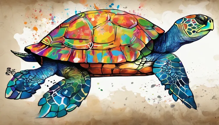 (happy,cute,themed)turtle, (best quality,highres,ultra-detailed,realistic:1.37), (colorful,vibrant), (studio lighting), (watercolor,illustration)